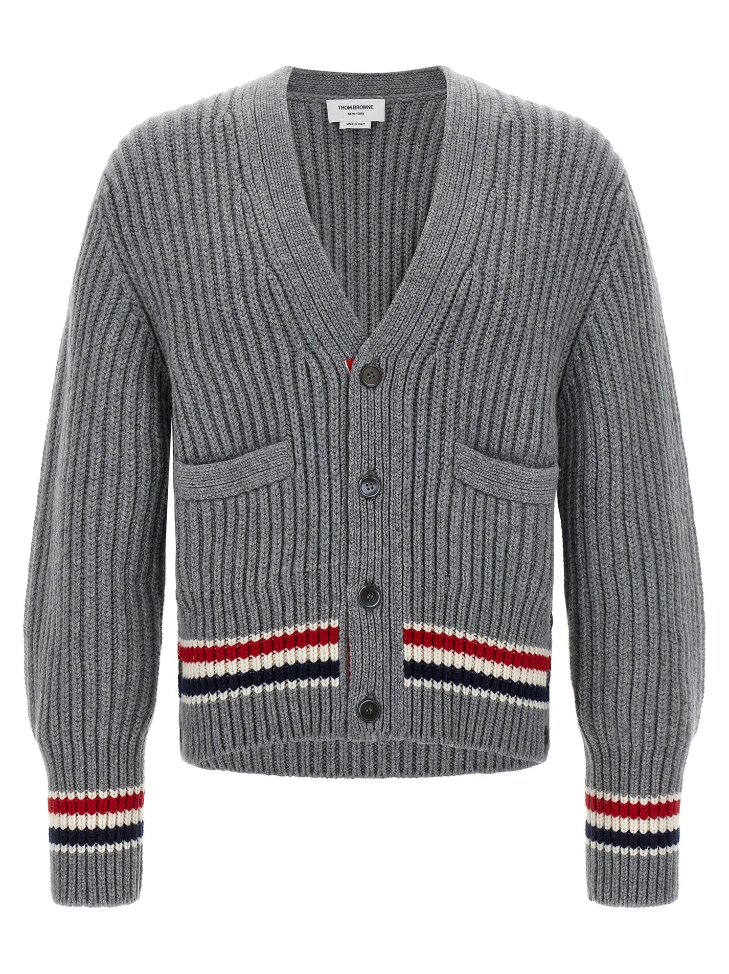 THOM BROWNE - THOM BROWNE - RWB tape cardigan - Men’s Knitwear