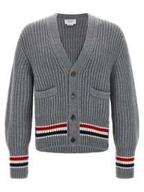 THOM BROWNE - THOM BROWNE - RWB tape cardigan - Men’s Knitwear