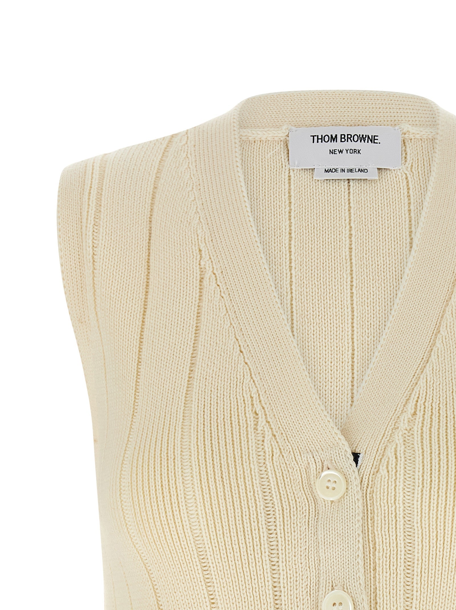 THOM BROWNE - THOM BROWNE - RWB intarsia vest - Women’s Outerwear