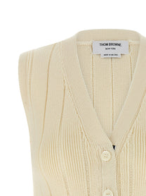 THOM BROWNE - THOM BROWNE - RWB intarsia vest - Women’s Outerwear