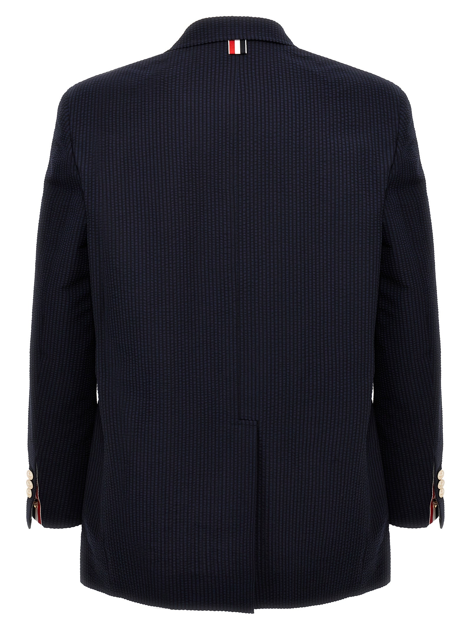 THOM BROWNE - THOM BROWNE - Single-breasted seersucker blazer - Men’s Clothing