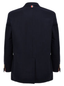 THOM BROWNE - THOM BROWNE - Single-breasted seersucker blazer - Men’s Clothing