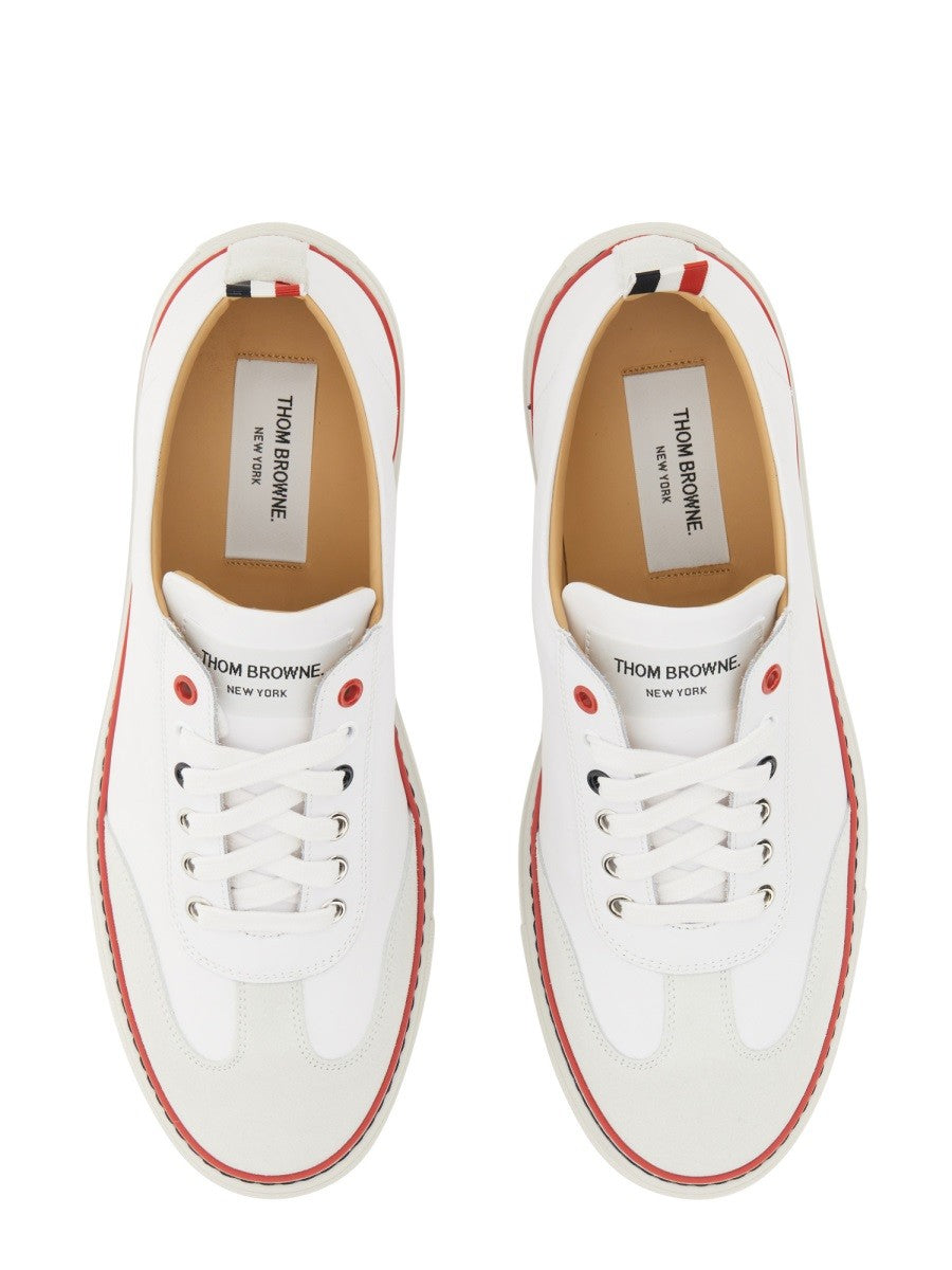 THOM BROWNE - Thom Browne Low Top Leather Sneaker - Men’s Shoes