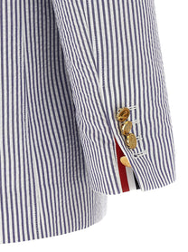 THOM BROWNE - THOM BROWNE - Single-breasted seersucker blazer - Women’s Clothing