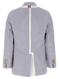 THOM BROWNE - THOM BROWNE - Single-breasted seersucker blazer - Women’s Clothing