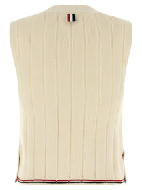 THOM BROWNE - THOM BROWNE - RWB intarsia vest - Women’s Outerwear