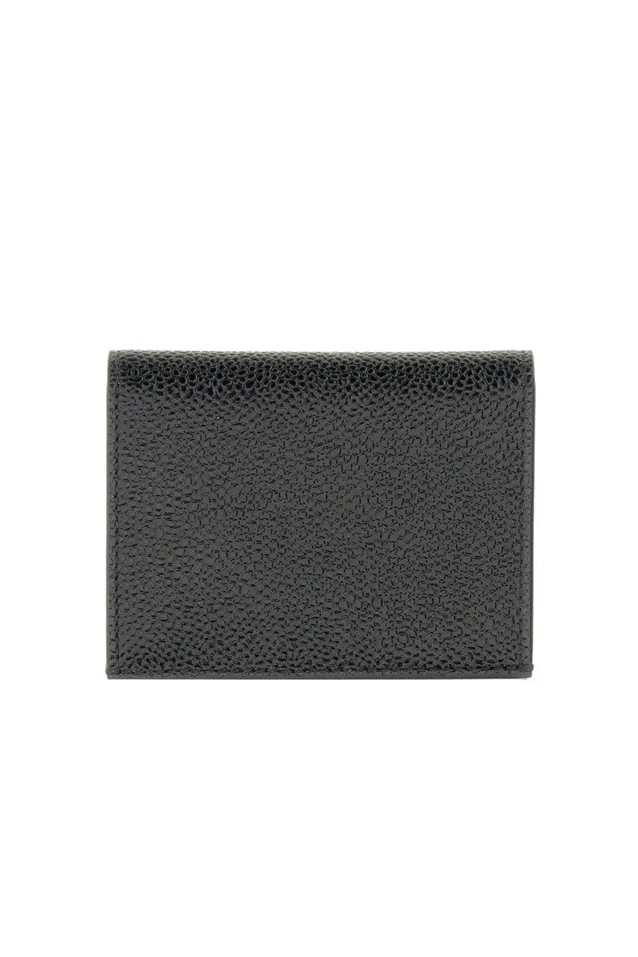 Thom Browne men’s leather card holder in black with textured pebbled surface finish