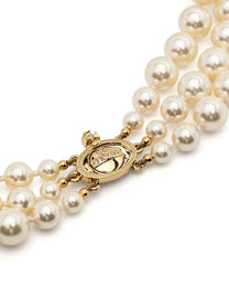 Vivienne Westwood Three Row Pearl Bas Relief Choker Gold