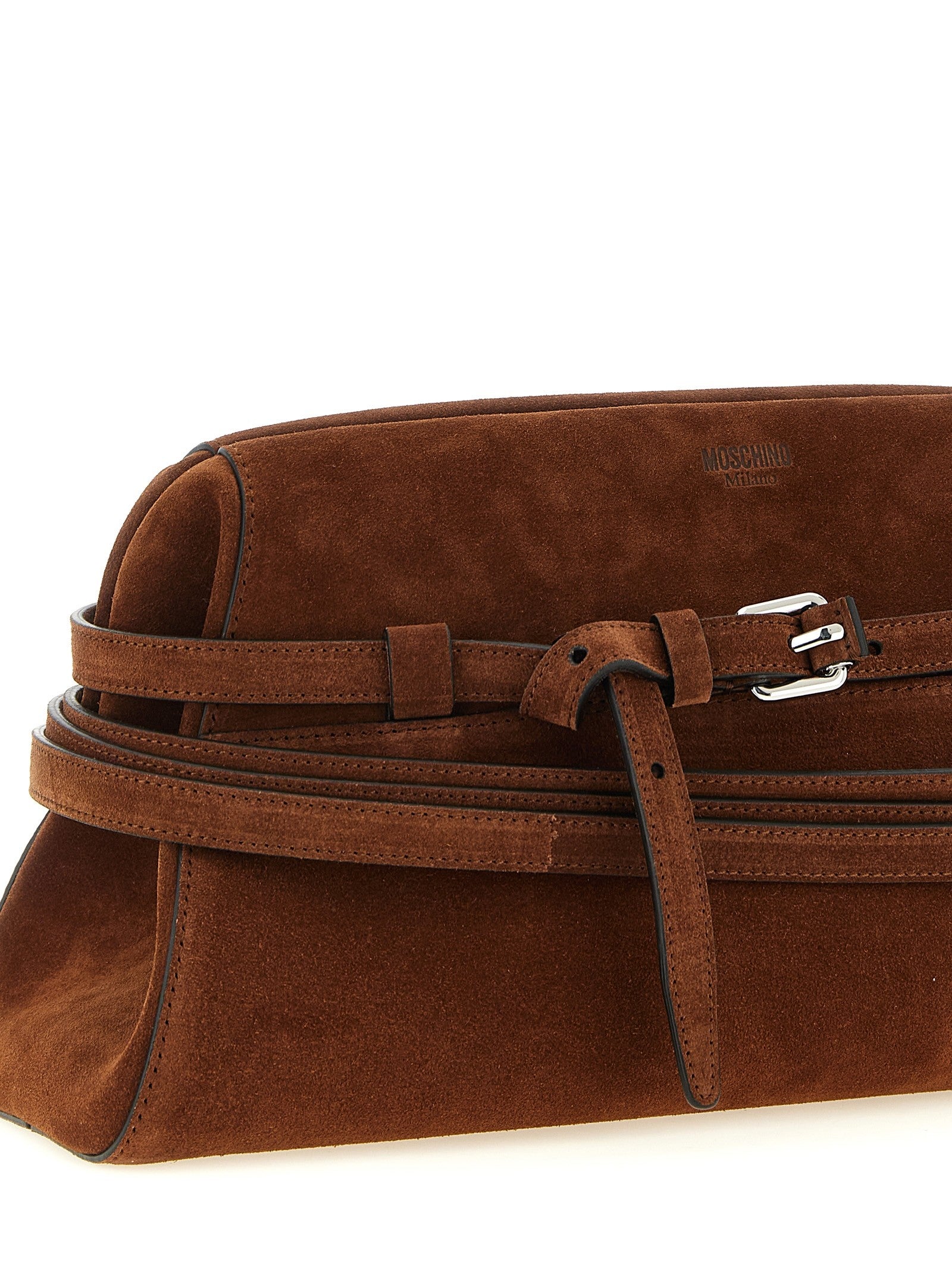 Moschino Tie me Big Clutch Brown