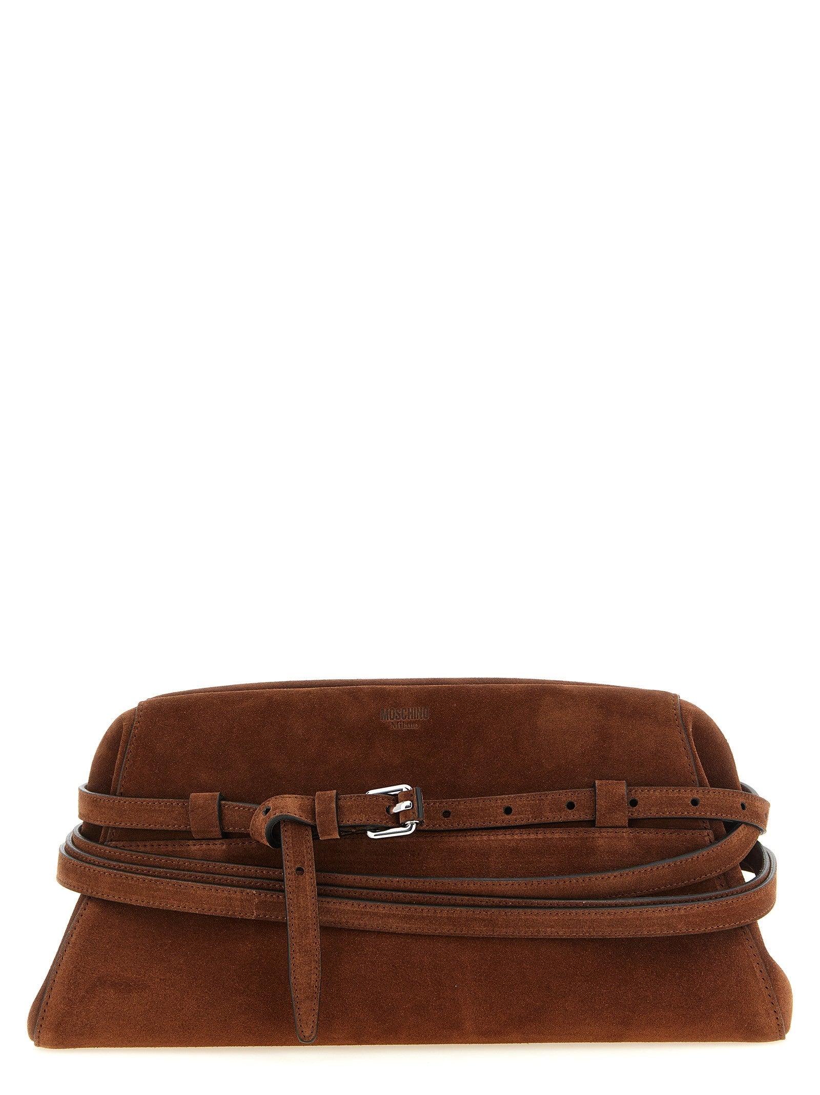Moschino Tie me Big Clutch Brown