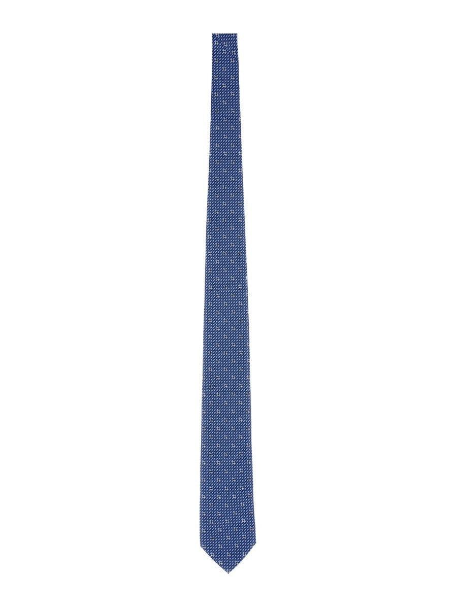 Ferragamo Men's Tie Print Gancini Blue