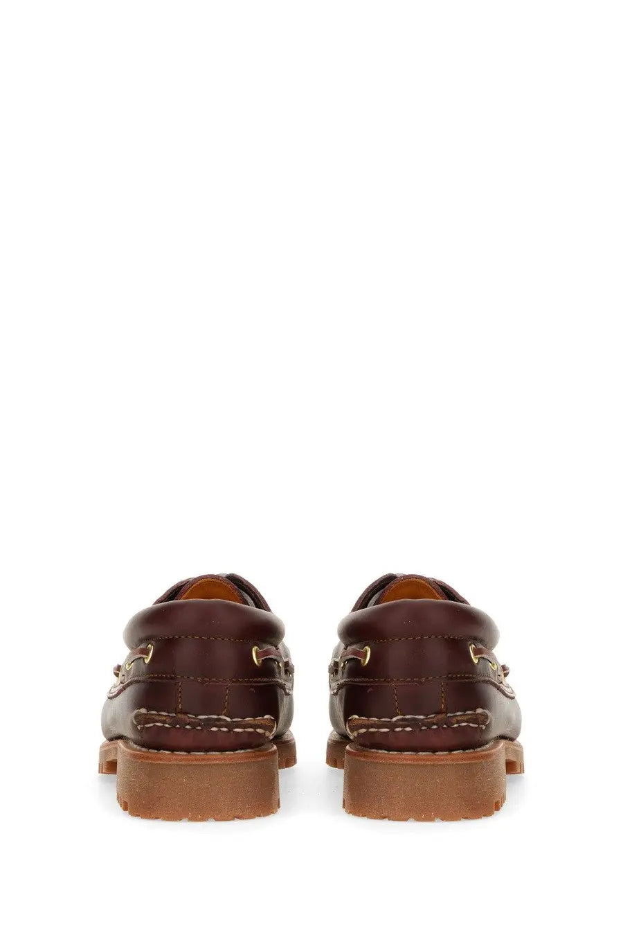Timberland men’s timberland authentic boat moccasin brown brown leather boat shoes with tan rubber soles and gold eyelets
