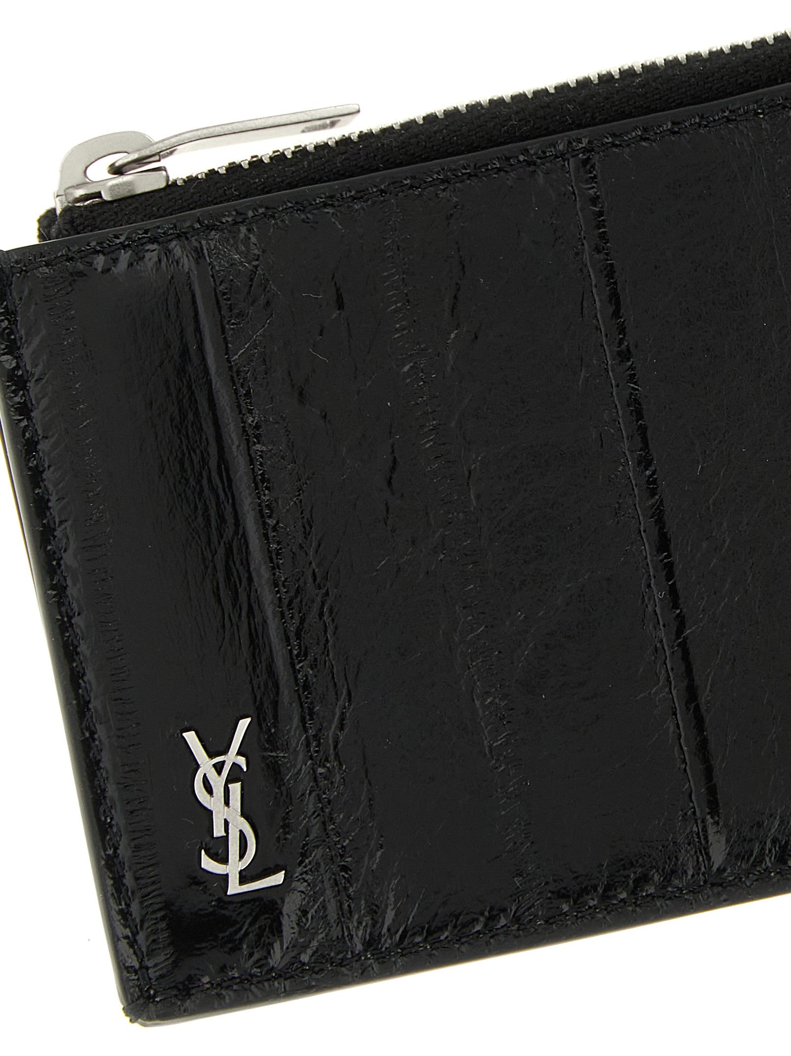 Saint Laurent Tiny Cassandre Card Holder Black
