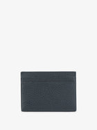 Saint Laurent Men's Tiny Cassandre Textured Leather Card Holder Blue, view 2