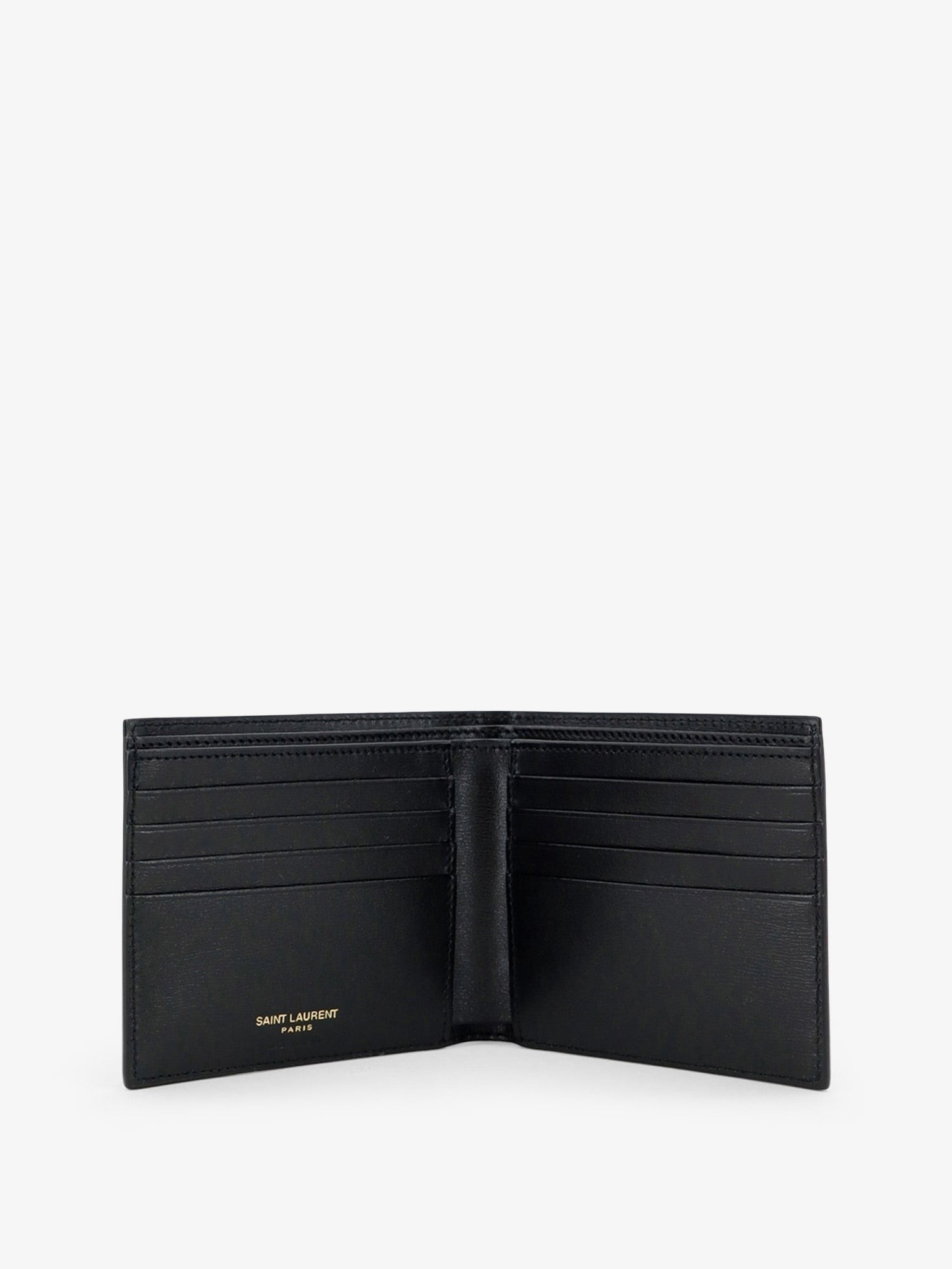 Saint Laurent Men's Tiny Wallet in Hammered Leather Black