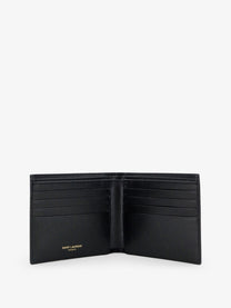 Saint Laurent Men's Tiny Wallet in Hammered Leather Black