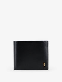 Saint Laurent Men's Tiny Wallet in Hammered Leather Black
