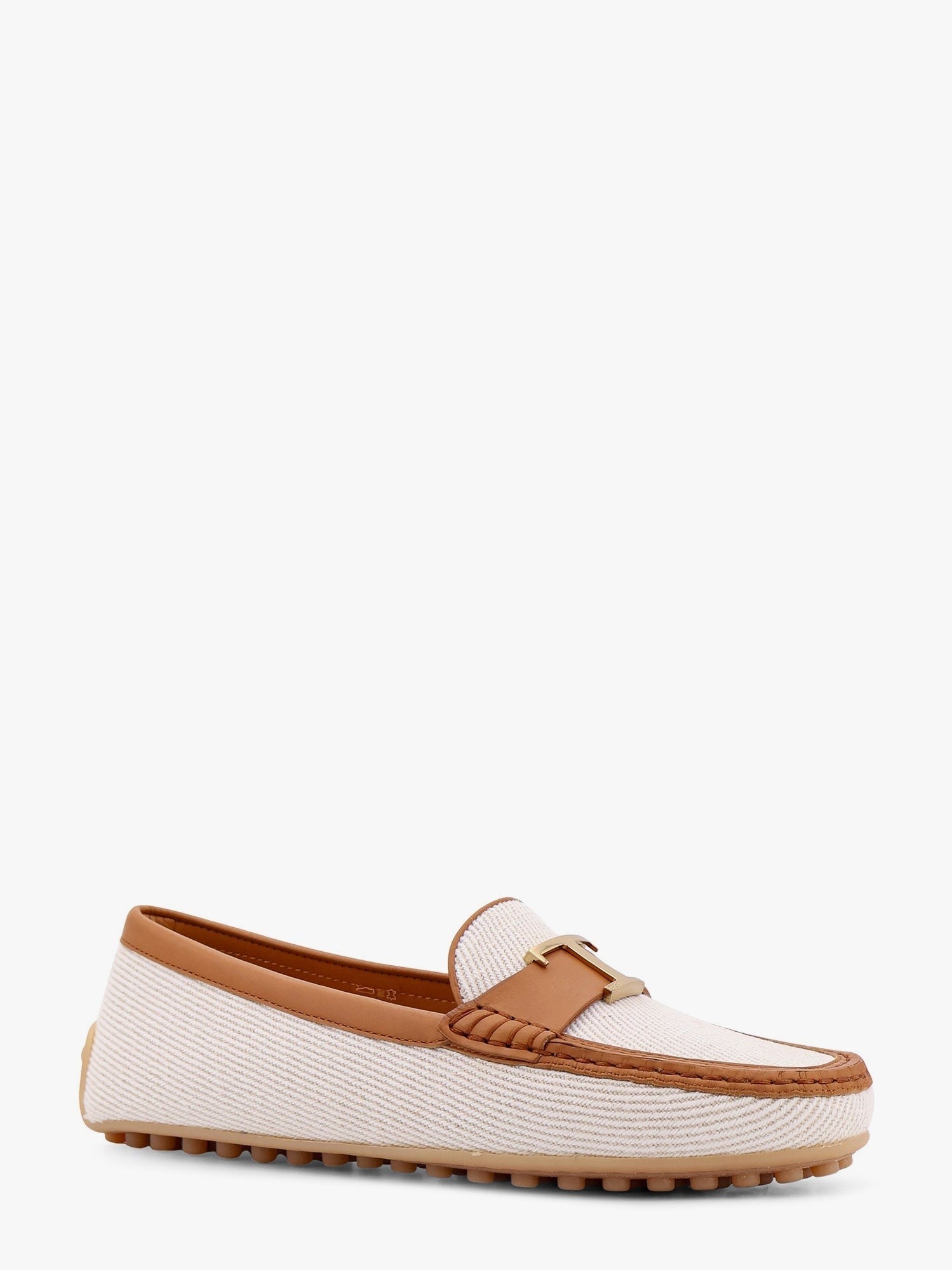TOD’S - Tod’s Canvas Loafer With T Timeless Detail - Woman-&gt;Shoes-&gt;Loafers