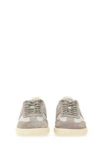 Tod’s men’s tabs sneaker beige low-top in gray suede and white leather with a cream rubber sole