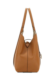 Tod’s women’s borsa tote in timeless beige tan leather with pebbled texture and gold-tone hardware