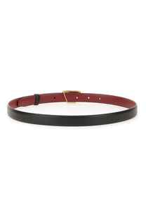 Tod’s women’s cintura reversibile timeless black black and burgundy two-tone leather belt with gold-toned triangular buckle