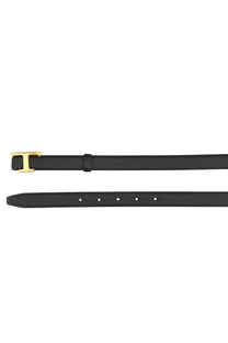 Tod’s women’s cintura reversibile timeless black leather belt with gold-tone h-shaped buckle