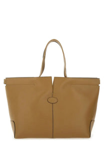 Tod’s women’s DI bag folio medium small tan leather tote bag with structured design and top handles