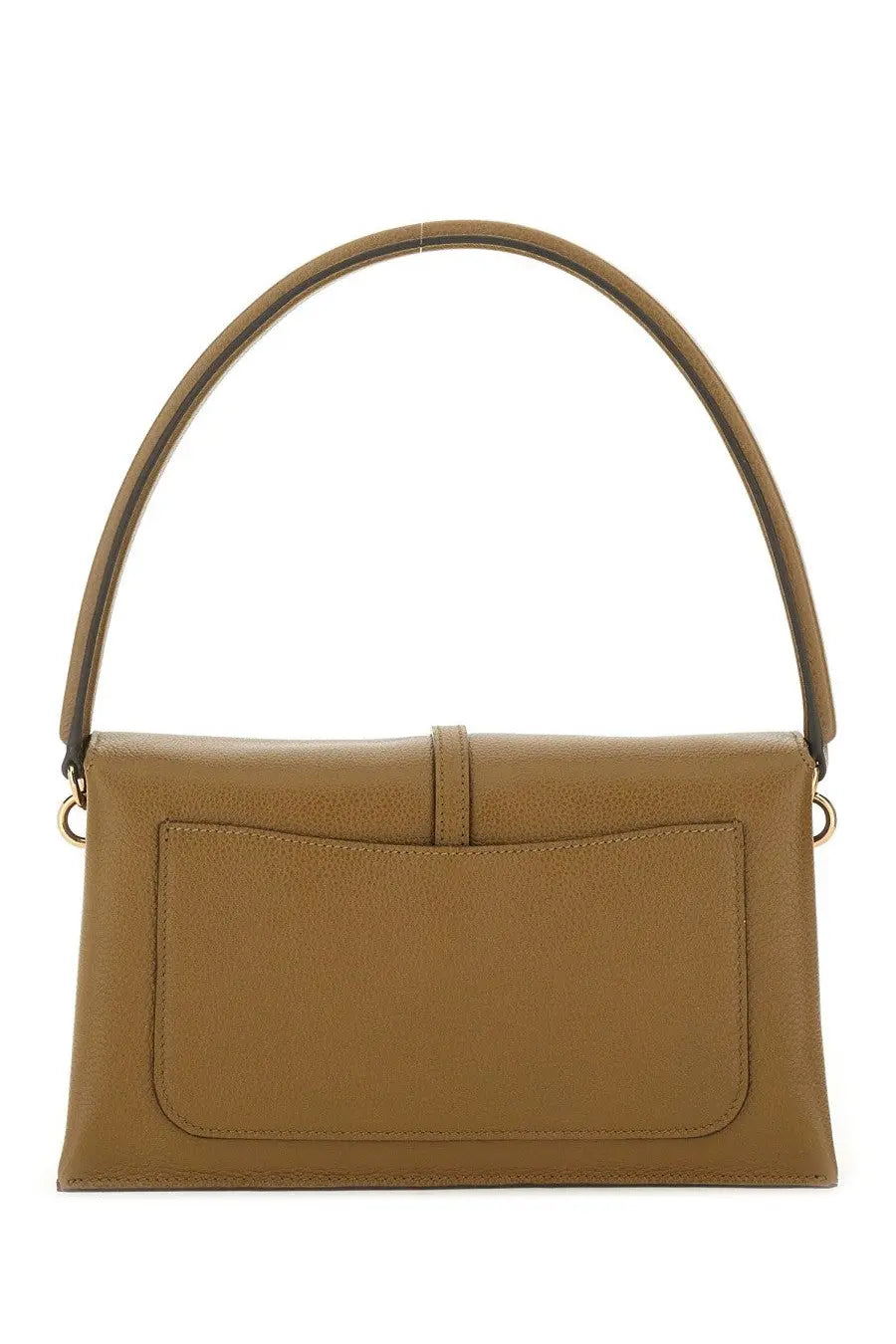 Tod’s women’s flap bag timeless brown tan leather handbag with curved top handle and gold tone hardware