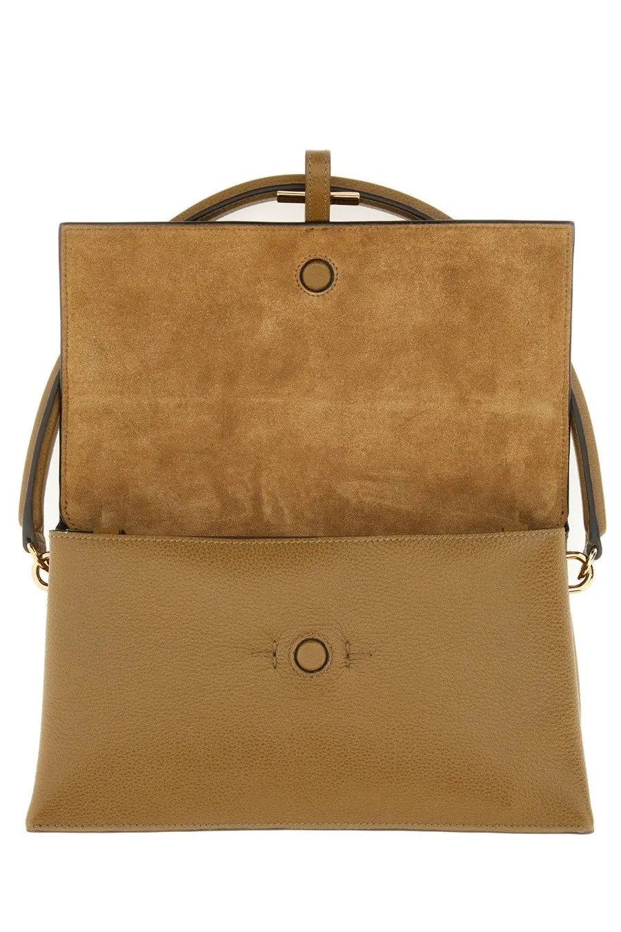 Tod’s women’s flap bag timeless brown tan suede and leather handbag with top handle and gold-tone hardware accents