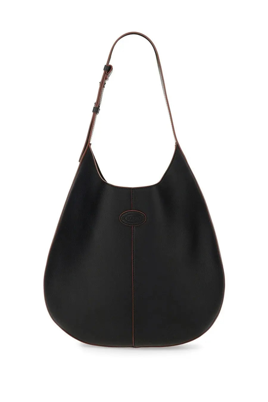 Tod’s women’s hobo bag in black leather with contrasting brown strap and stitching details