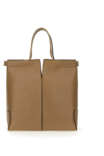 Tod’s women’s leather bag beige tan leather tote with structured rectangular shape and top handles