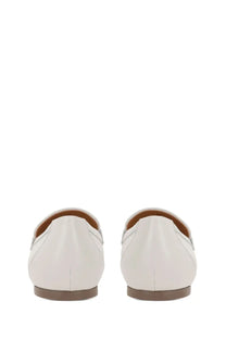 Tod’s women’s mocassino in pelle white leather loafers with sleek minimalist design and contrasting brown soles