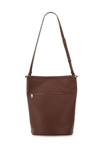 Tod’s women’s small brown leather shoulder bag with single zippered pocket and gold tone hardware