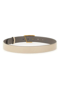 Tod’s women’s timeless reversible belt grey with sleek two-tone matte gray and beige leather and gold triangular buckle