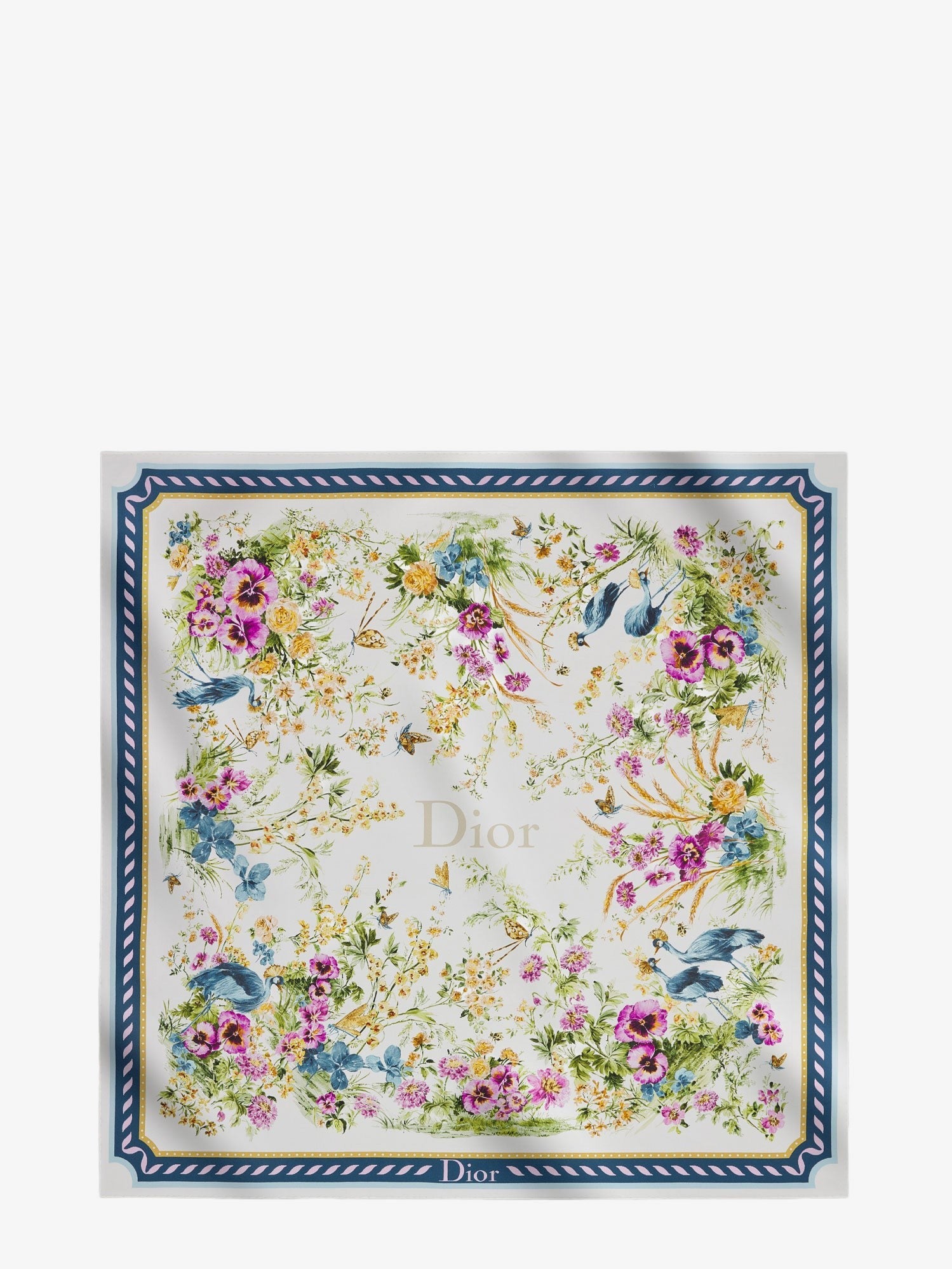 Dior Women's Toile De Jouy Floral Garden Dioriviera Silk Foulard Beige