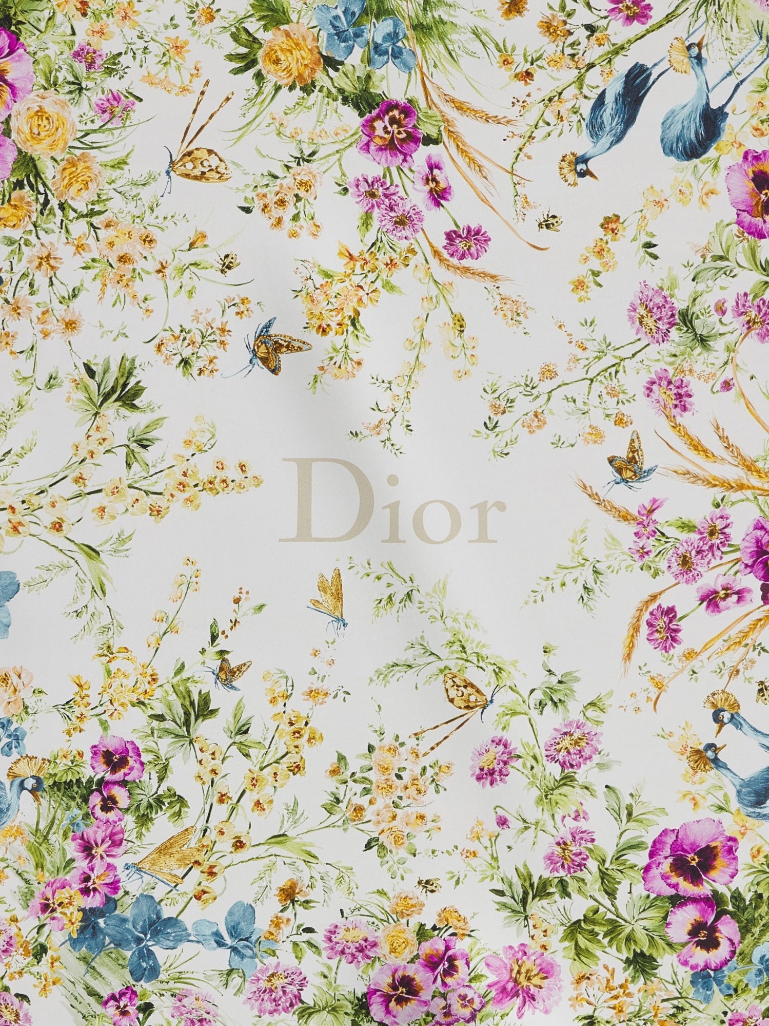 Dior Women's Toile De Jouy Floral Garden Dioriviera Silk Foulard Beige