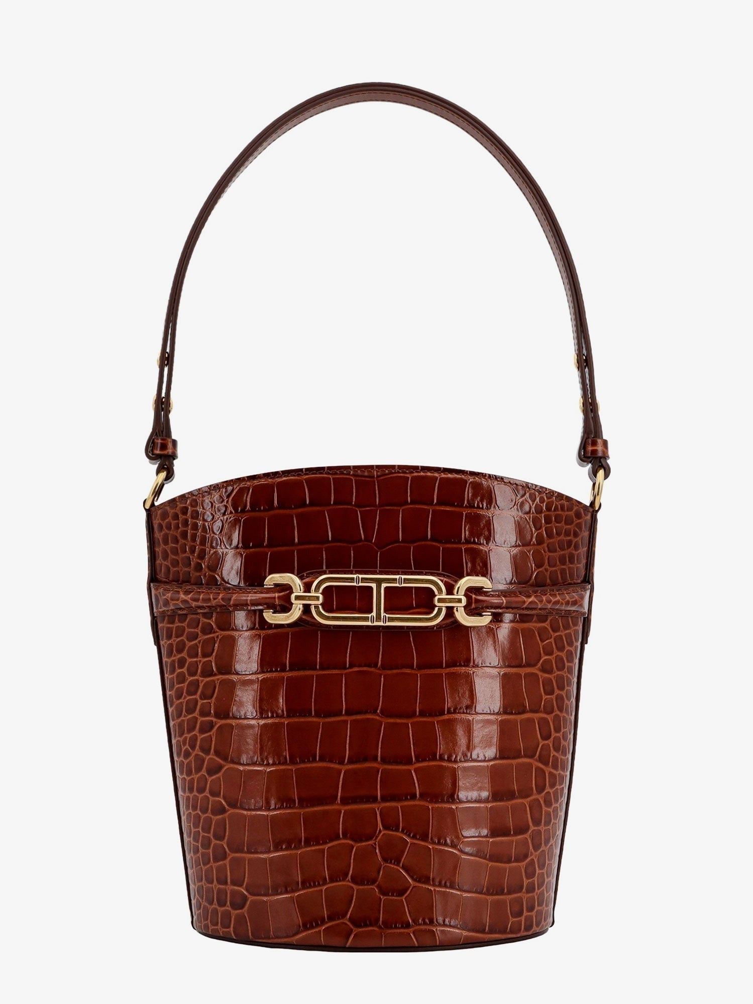 TOM FORD - Leather Bucket Bag With Whitney T Logo - Home-&gt;Woman-&gt;Bags-&gt;Bucket Bags
