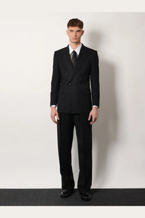 Tom Ford men’s Atticus black wool double-breasted blazer with tailored fit and subtle texture