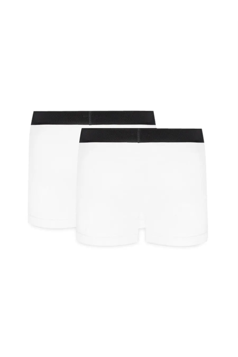 White tom ford men’s boxer briefs with black elastic waistbands in a bi pack for comfortable everyday wear