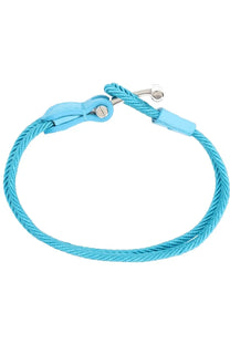 Tom Ford men’s braided bracelet in turquoise rope with matching leather clasp and silver-toned hardware