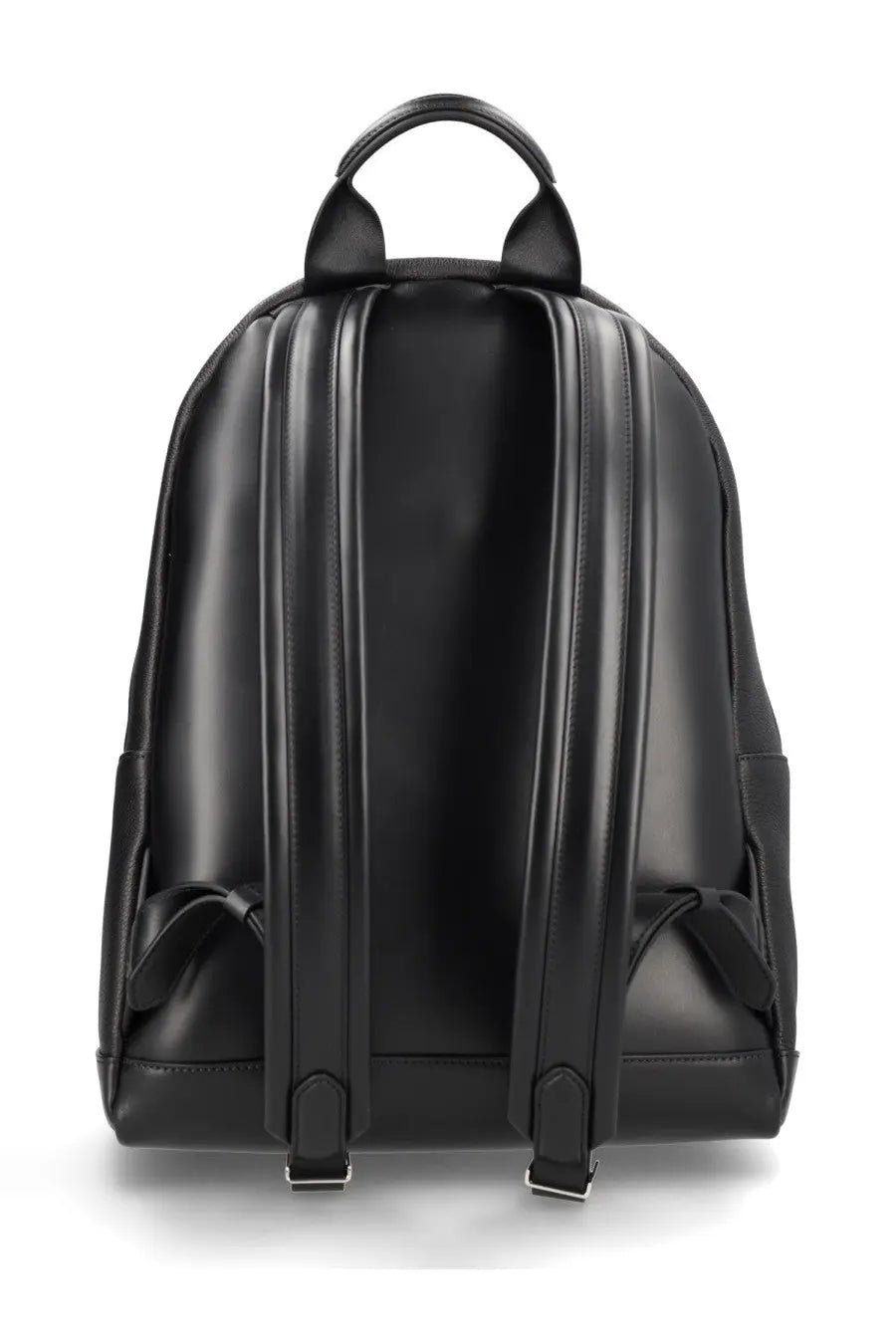 Tom Ford men’s Buckley leather backpack black with sleek minimalist design and adjustable shoulder straps shown from back