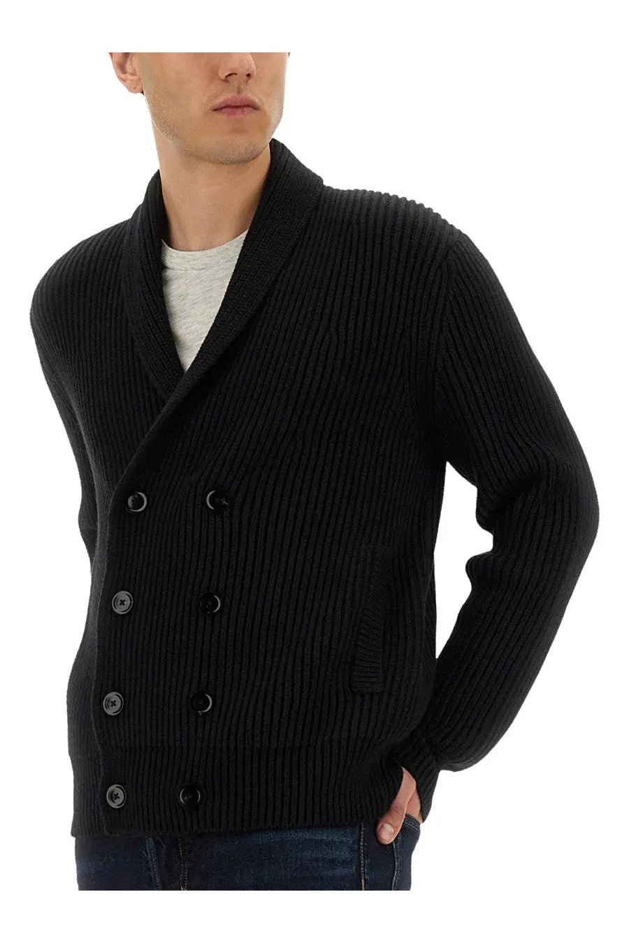 Tom Ford Men's Double Breasted Cardigan Black, view 4