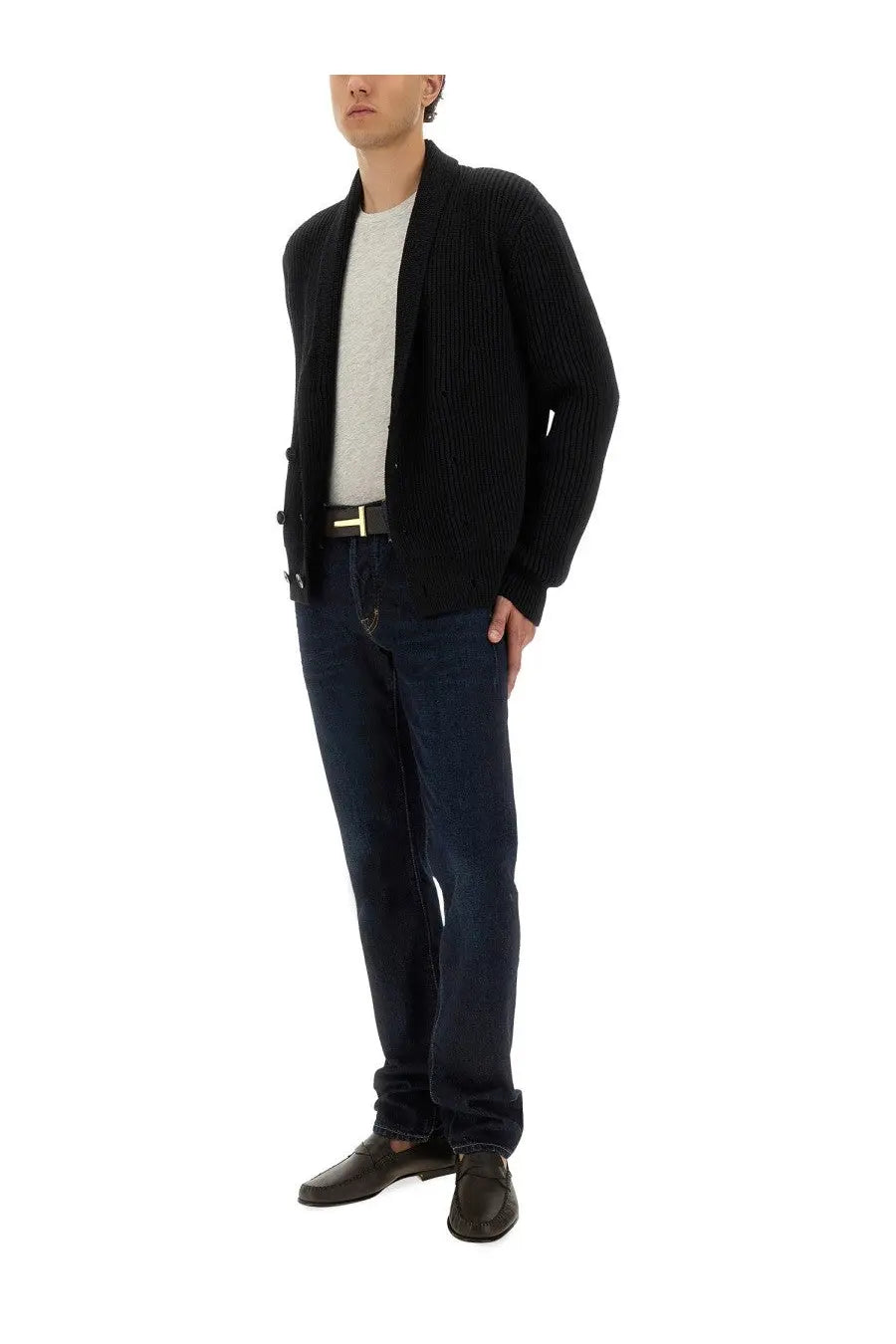 Tom Ford Men's Double Breasted Cardigan Black, view 2