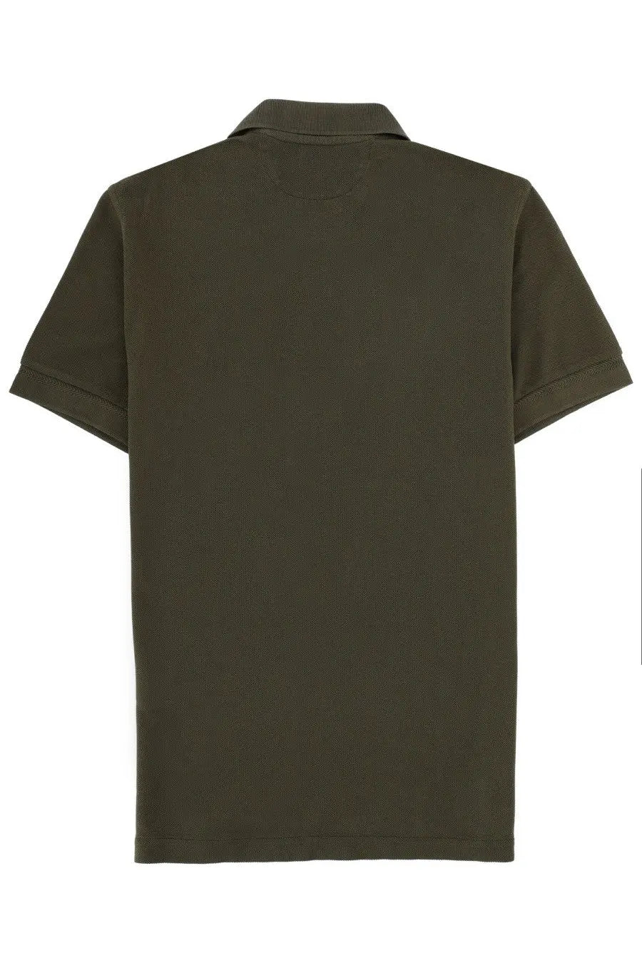 Tom Ford men’s olive green polo shirt with classic collar short sleeves made from textured lyocell and cotton fabric