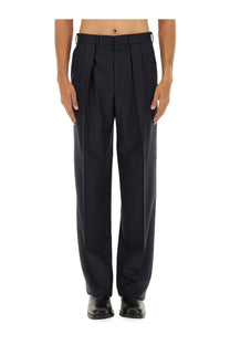 Black pleated wool trousers with tailored fit and straight-leg cut in tom ford men’s pinstripe blue pants style