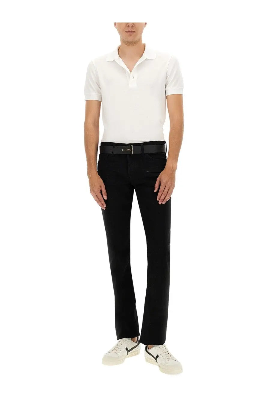 Tom Ford Men's Pique Polo White, view 2
