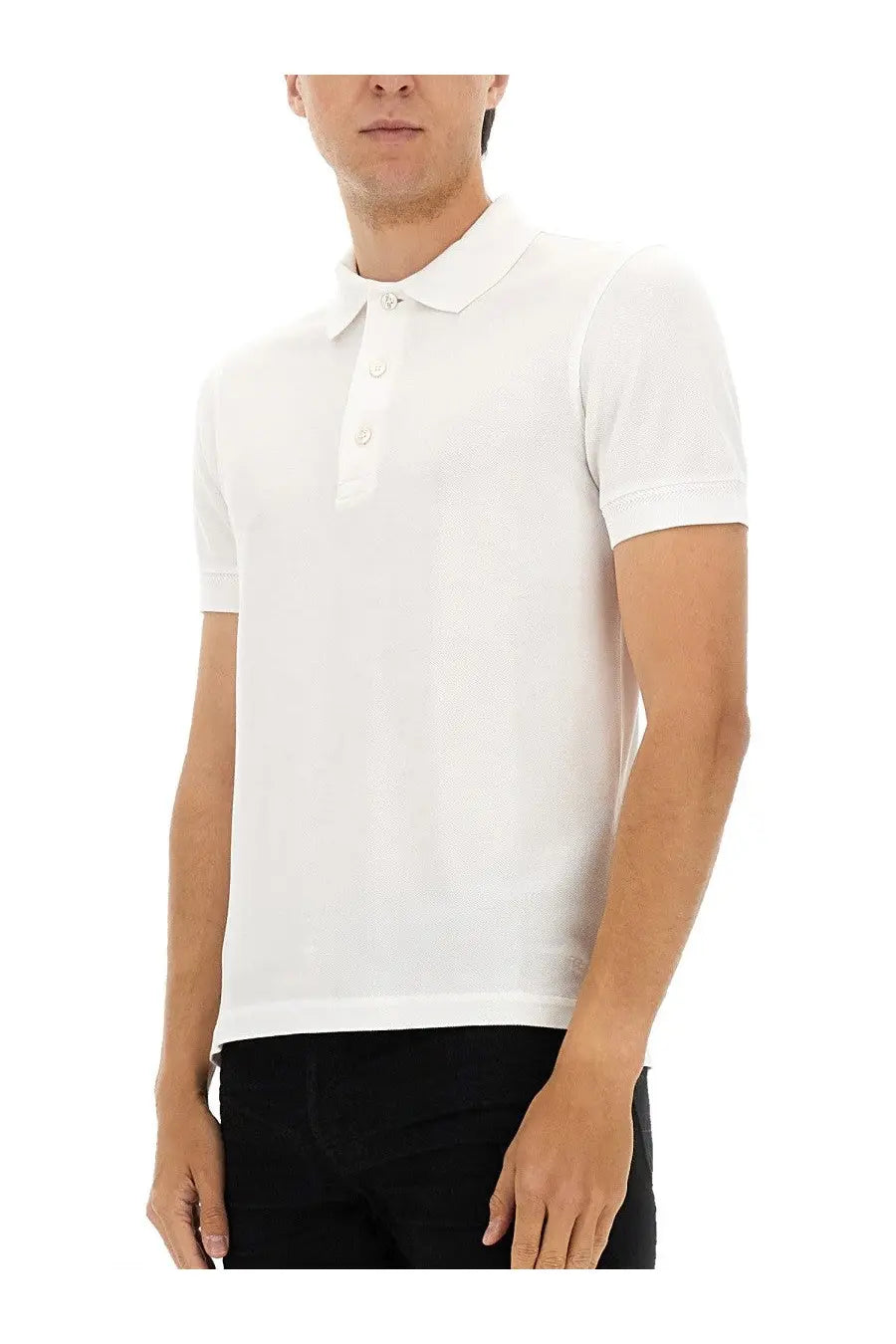 Tom Ford Men's Pique Polo White, view 4