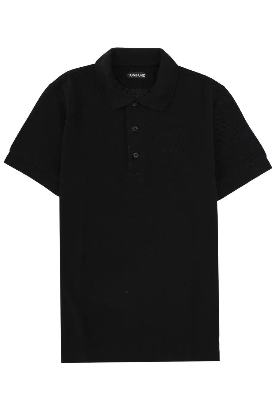 Tom Ford men’s black polo shirt in lyocell cotone with classic collar and three-button placket