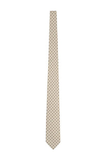 Tom Ford men’s printed silk tie beige with subtle dark brown polka dot pattern for formal wear