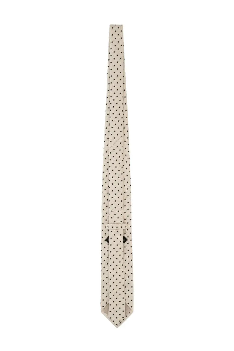 Tom Ford men’s printed silk tie gold cream with subtle small black polka dots and classic pointed tip